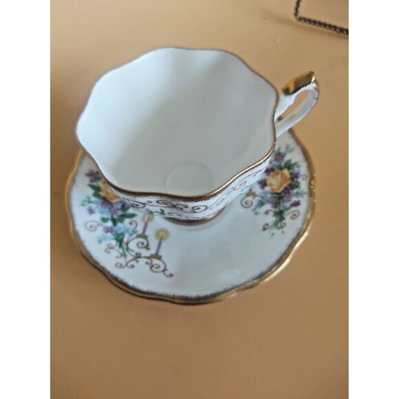 Vintage Queen Anne England Tea cup and saucer set Happy Anniversary - Picture 12 of 16